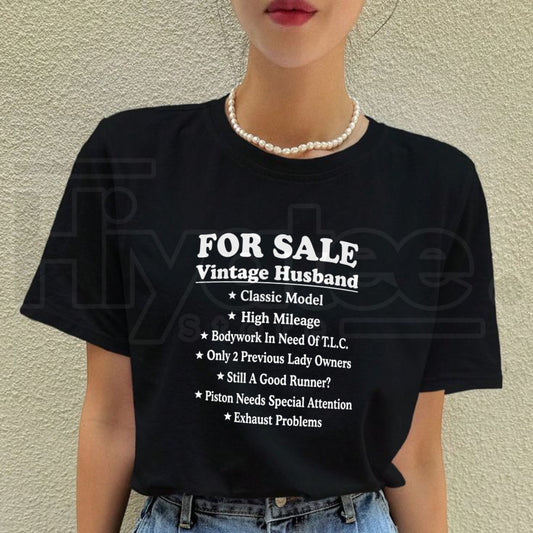 Vintage Husband For Sale Car Parody T-Shirt – Funny Sarcastic Used Car Graphic Tee, Humorous Anniversary Gift - Hiyatee