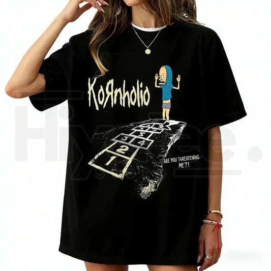 Vintage Kornholio Graphic T-Shirt – 90s Cartoon Parody Tee - Hiyatee