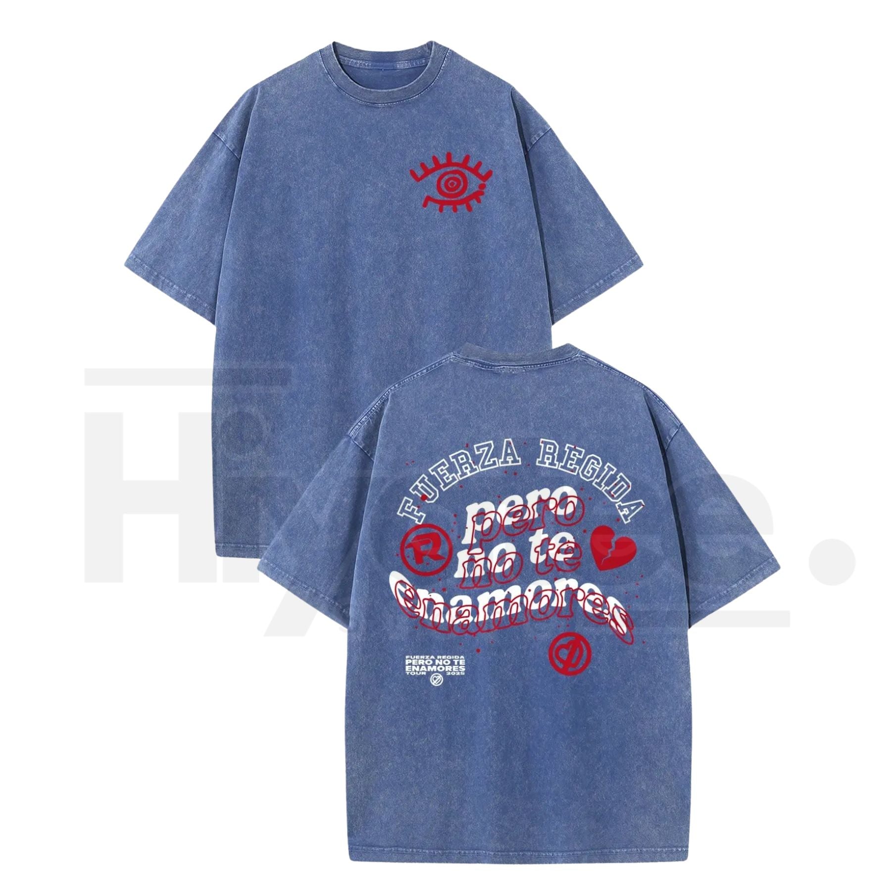 Vintage Latin Eye Graphic Washed T-Shirt – Y2K Oversized 230g Cotton Streetwear Tee - Hiyatee