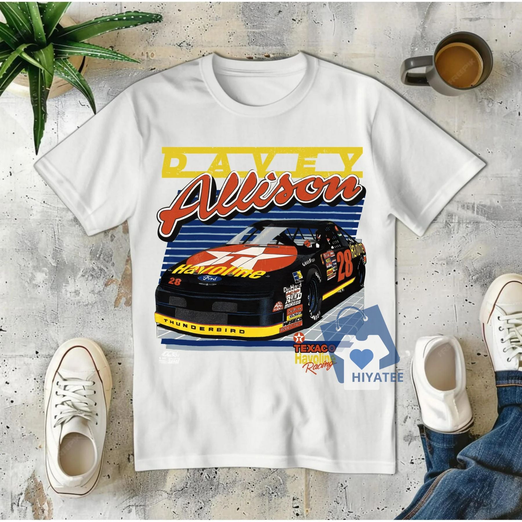 Vintage NASCAR Davey Allison "Havoline" Racing T-Shirt – Classic 90s Motorsports Tee-Hiyatee
