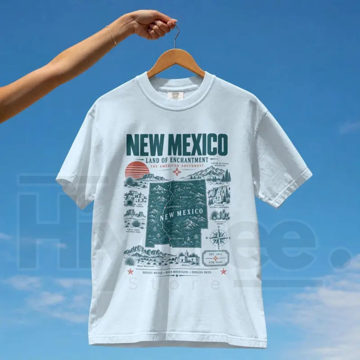 Vintage New Mexico T-Shirt – Land of Enchantment Desert Graphic Tee - Hiyatee