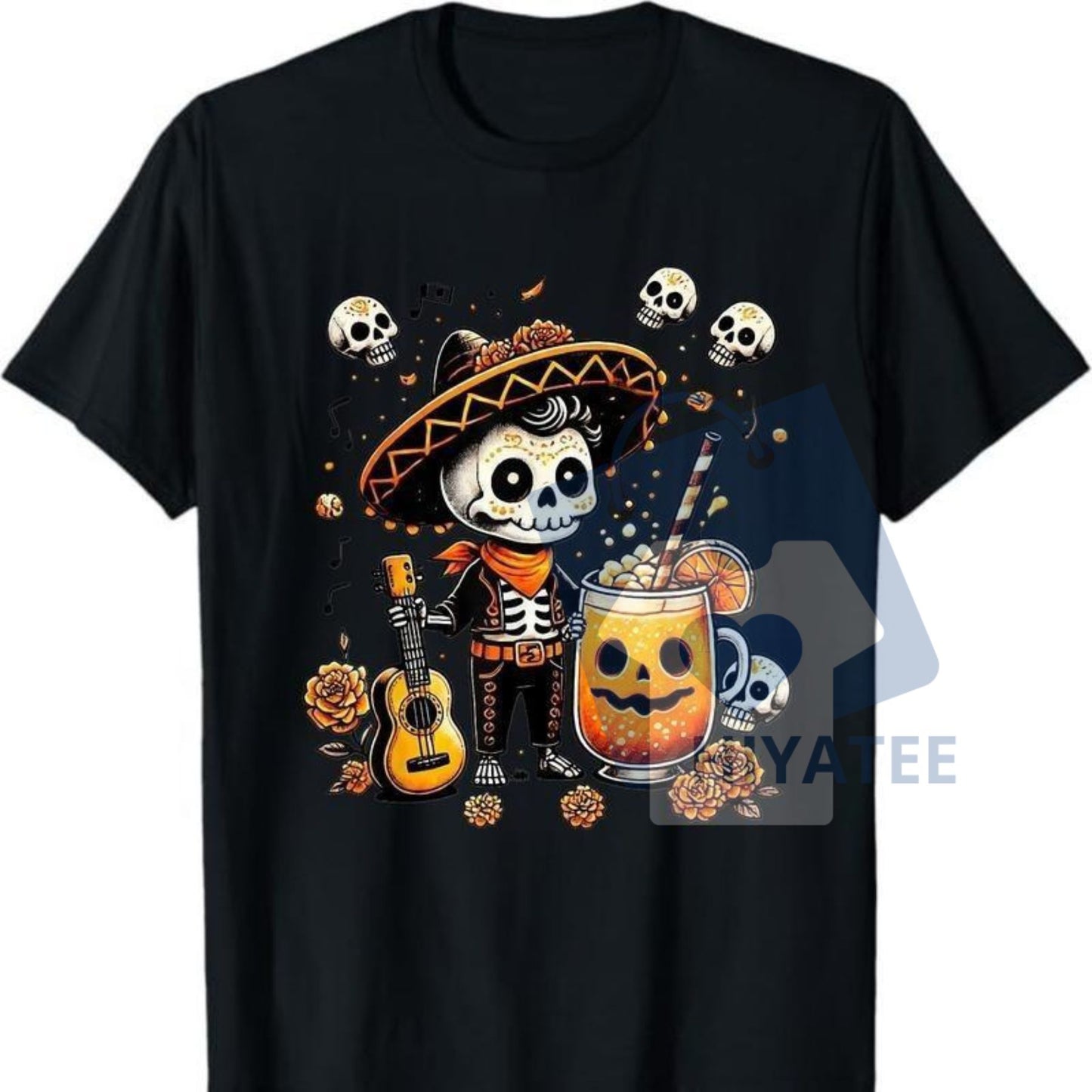 Vintage Skeleton Tequila T-Shirt – Día de los Muertos Sugar Skull Apparel - Hiyatee