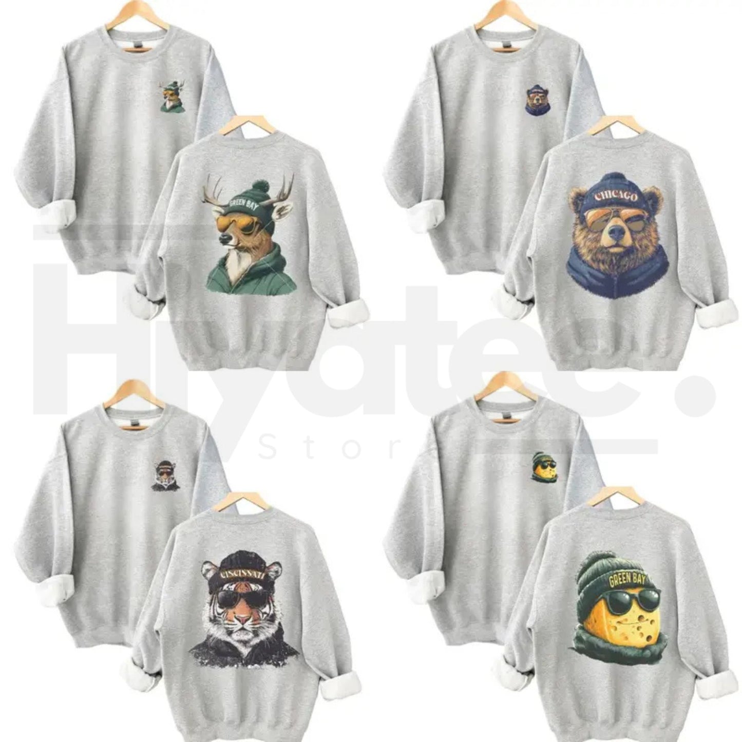 Vintage Spirit Animal Football Sweatshirt – City Team Graphic Pullover, Retro Game Day Crewneck, Casual Cozy Sweatshirt - Hiyatee
