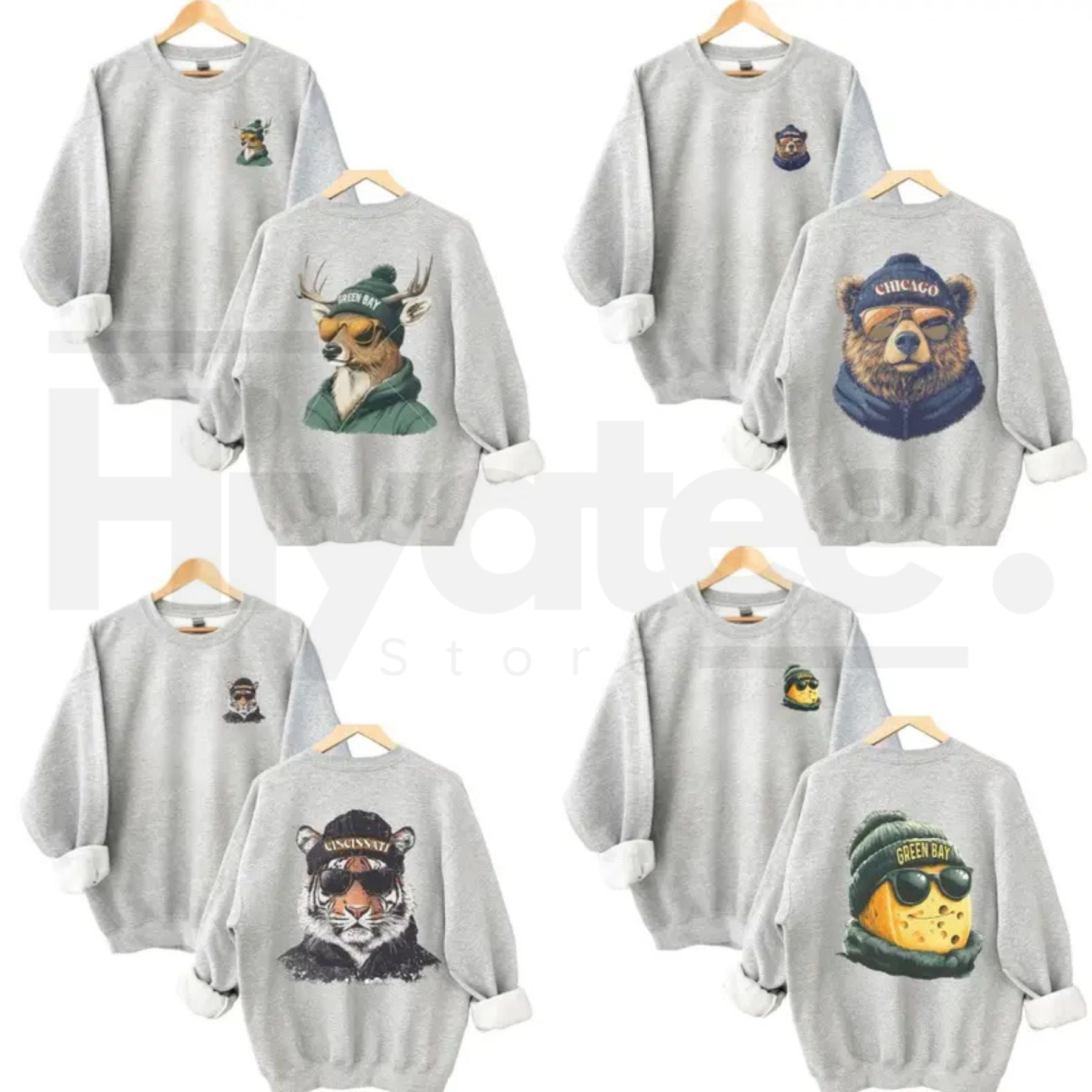 Vintage Spirit Animal Football Sweatshirt – City Team Graphic Pullover, Retro Game Day Crewneck, Casual Cozy Sweatshirt - Hiyatee