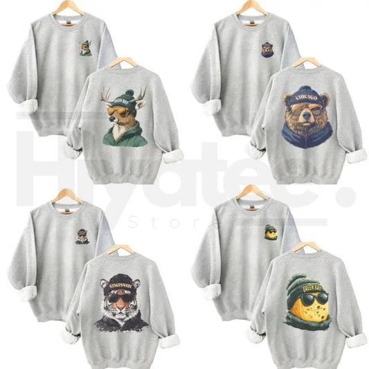 Vintage Spirit Animal Football Sweatshirt – City Team Graphic Pullover, Retro Game Day Crewneck, Casual Cozy Sweatshirt - Hiyatee
