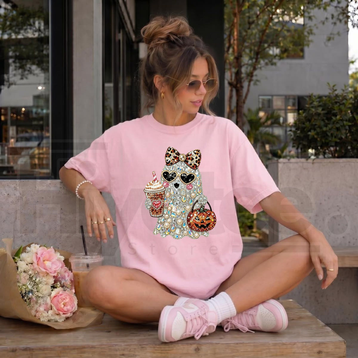Vintage Stone Ghost T-Shirt – Weathered Spooky Cotton Tee - Hiyatee