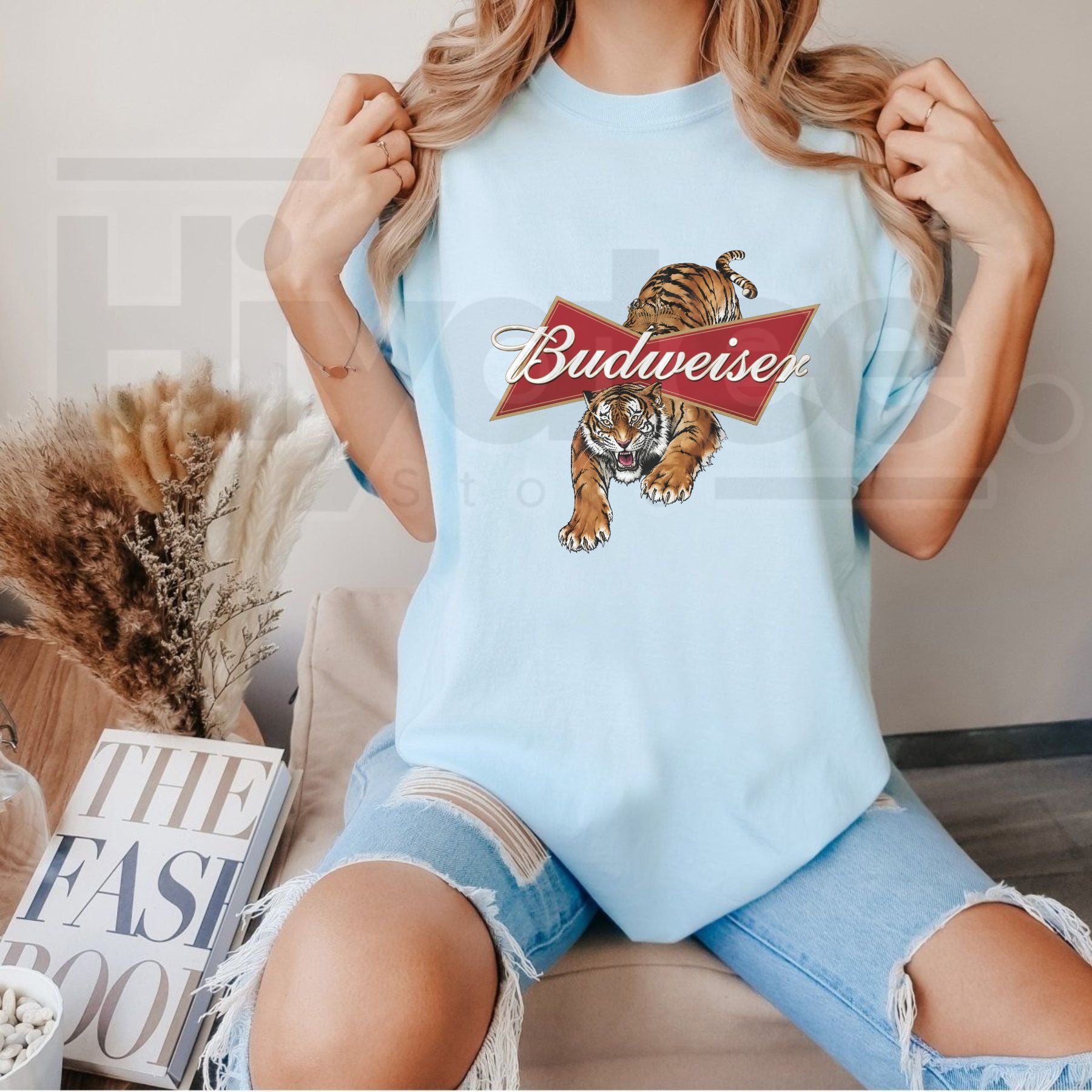 Vintage Style Budweiser Tiger Graphic Tee – Women's Retro Casual Top - Hiyatee