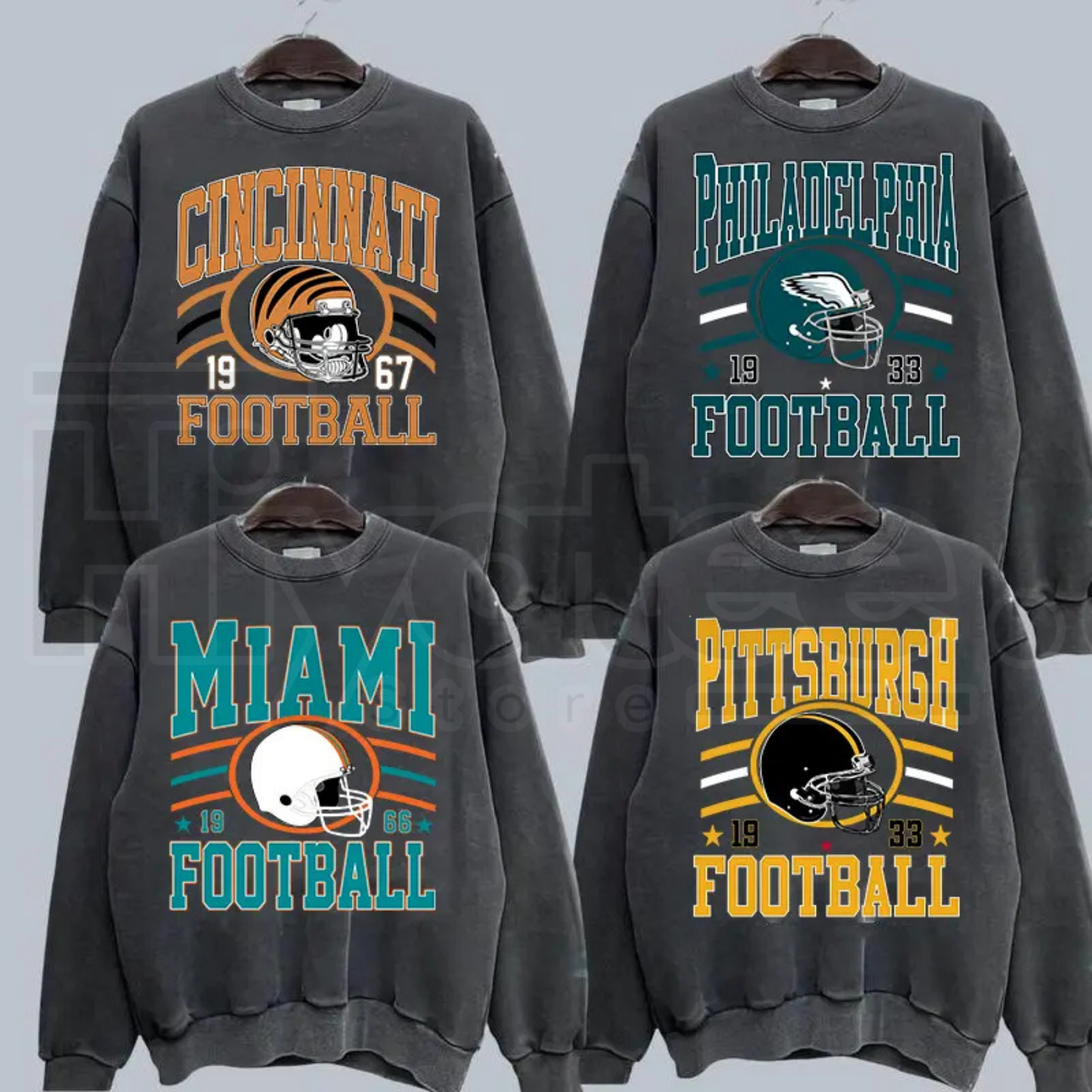 Vintage Team Football Oversized 90s Dark Heather Sweatshirt Retro Sport Tee - Hiyatee