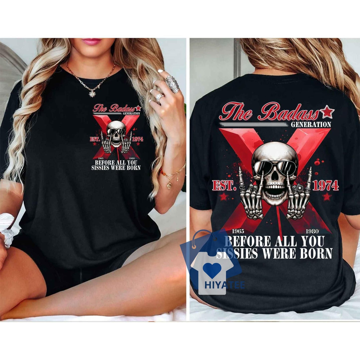 Vintage The Badass Generation X Skull 2-Sided T-Shirt – Gen X 1965-1980 Tee-Hiyatee