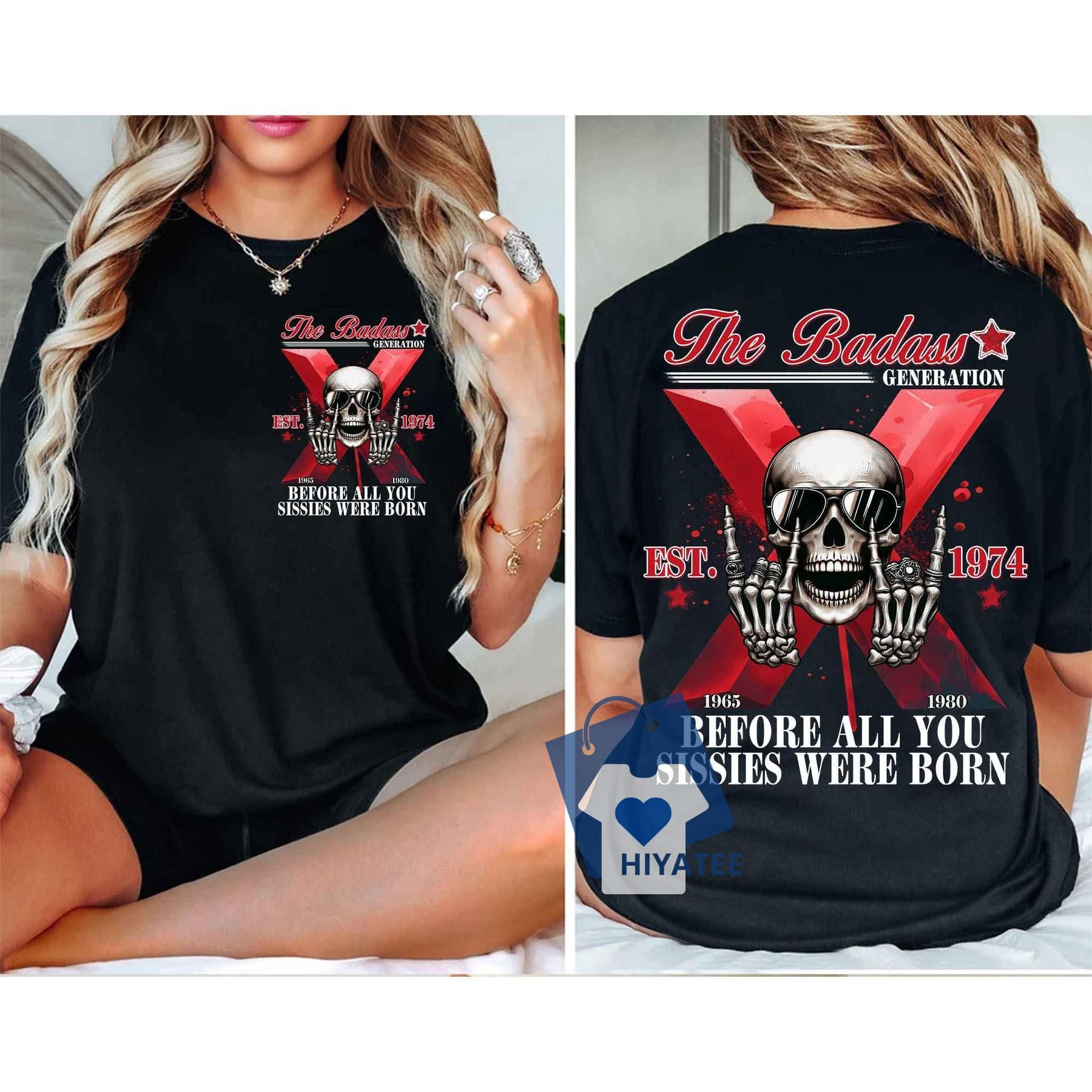 Vintage The Badass Generation X Skull 2-Sided T-Shirt – Gen X 1965-1980 Tee-Hiyatee