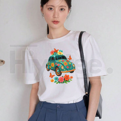 "Vintage Turquoise Floral" – Women's Breathable Casual Summer Top - Hiyatee