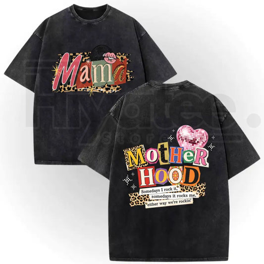 Vintage Wash Colorful Mom Life T-Shirt – Double-Sided Leopard Print Ransom Letter Tee - Hiyatee