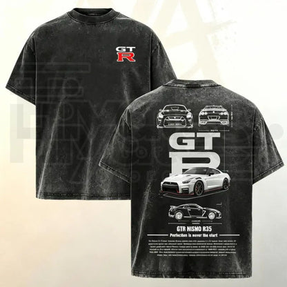 Vintage Washed GTR R35 Graphic T-Shirt – JDM Racing Culture Streetwear Oversized Tee - Hiyatee