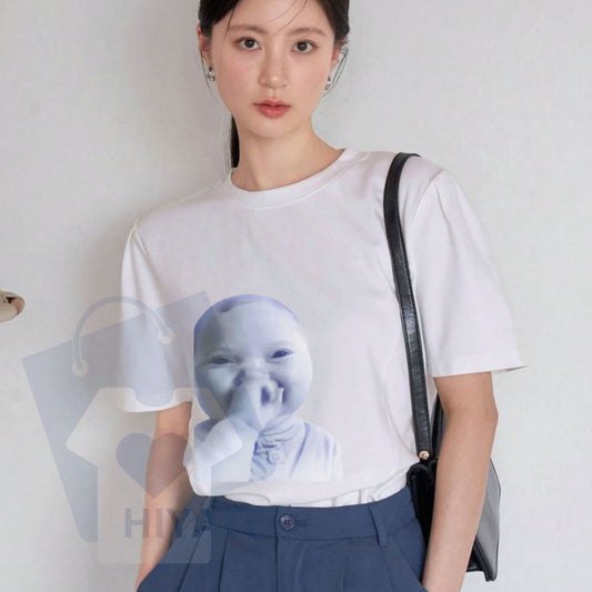 Viral AI Baby Laughing Meme Shirt – Tuff “Holding Back a Laugh” Y2K Streetwear Tee - Hiyatee