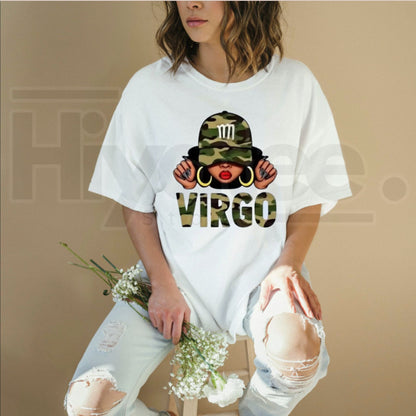 Virgo Camo Girl Graphic T-Shirt - Hiyatee