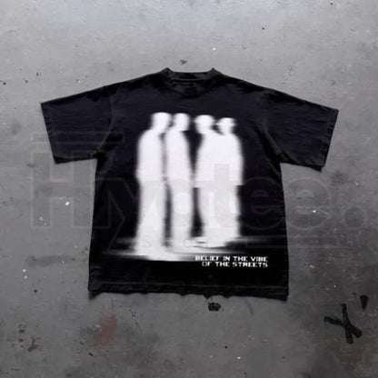 "Virtual Shadow" – Street Atmosphere Grunge Y2K Emo Scene Graphic Top - Hiyatee