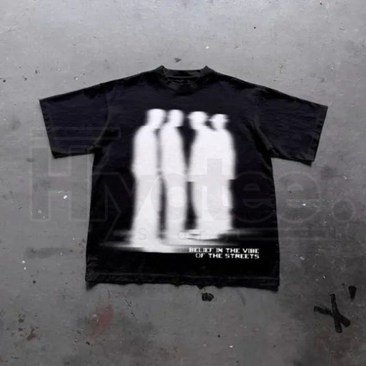 "Virtual Shadow" – Street Atmosphere Grunge Y2K Emo Scene Graphic Top - Hiyatee