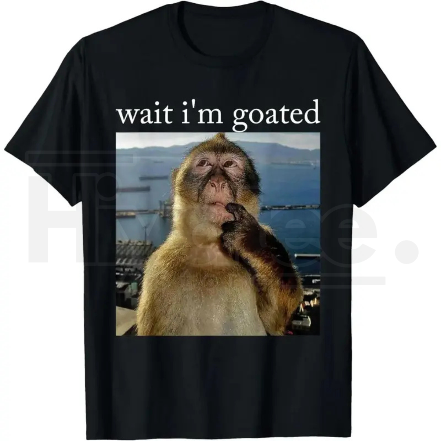 Wait I'm Goated Funny Thinking Monkey Meme T-Shirt – Soft Streetwear Graphic Tee - Hiyatee