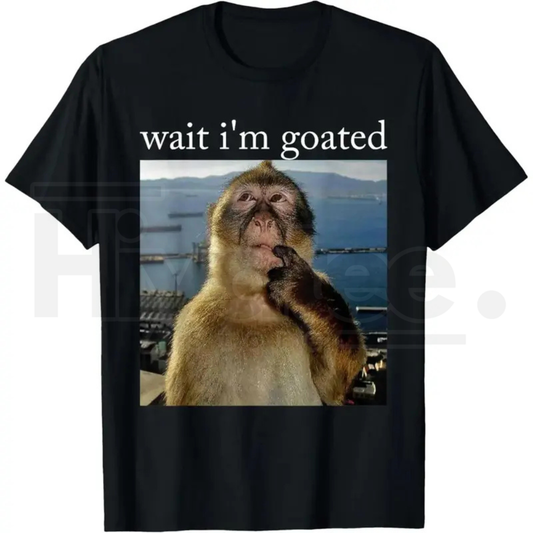 Wait I'm Goated Funny Thinking Monkey Meme T-Shirt – Soft Streetwear Graphic Tee - Hiyatee