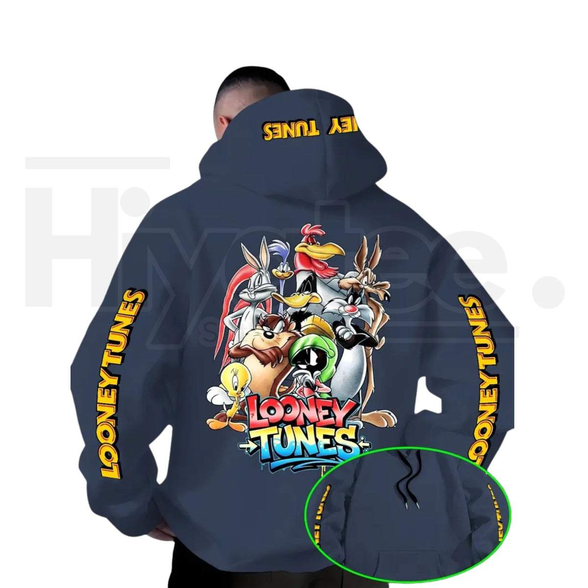 Warner Bros Looney Tunes Gradient Print Hoodie – Vintage Cartoon Character Pullover - Hiyatee