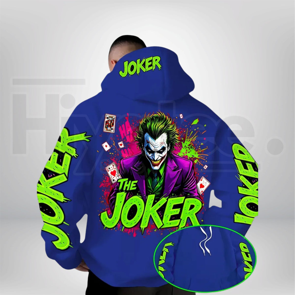 Warner Bros Men's Fluorescent Joker Print Hoodie – Casual Streetwear Hooded Trendy Fashion Pullover - Hiyatee