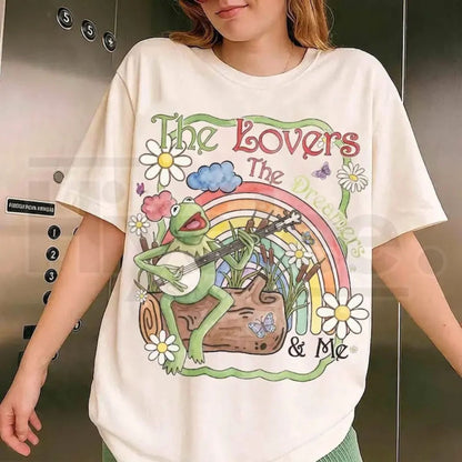 Watercolor Kermit The Frog Rainbow Shirt – The Lovers The Dreamers And Me Muppets Tee, Family Trip Matching Top - Hiyatee