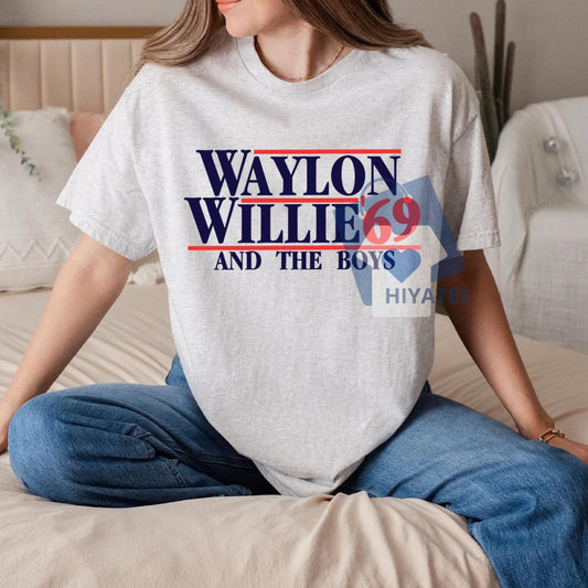 Waylon Willie ’69 and The Boys T-Shirt – Retro Country Music Tee, Vintage Western Shirt for Men & Women-Hiyatee