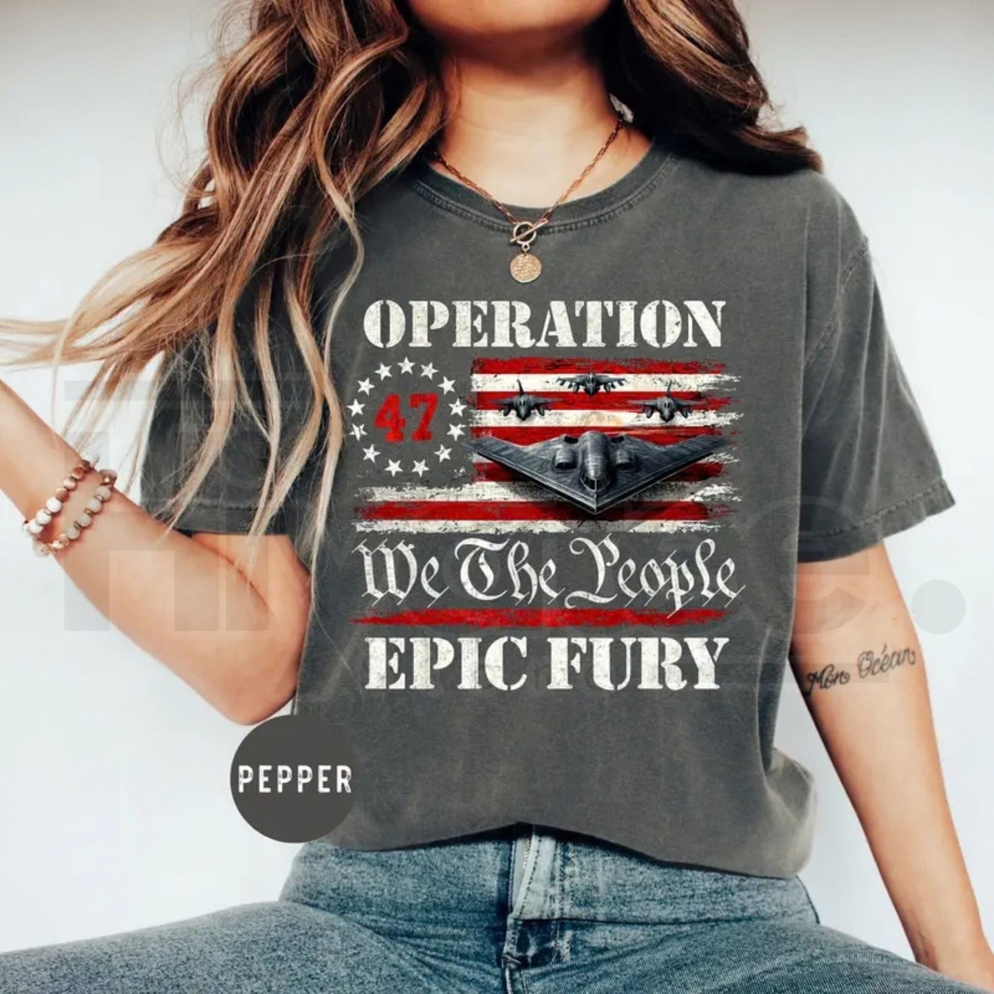 We The People Operation Epic Fury Shirt – B-2 Stealth Bomber Military Graphic, Patriotic Veteran Gift Unisex USA Apparel - Hiyatee