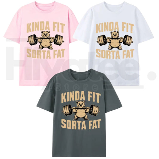 "Weightlifting Bear" – Funny Heavyweight Oversized Gym Graphic Top - Hiyatee