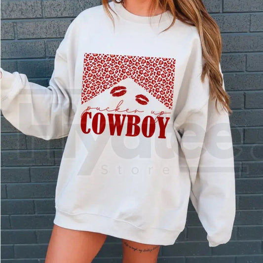 Western Valentine Cowboy Sweatshirt: Retro "Howdy Love" Western Hearts Sweater - Hiyatee