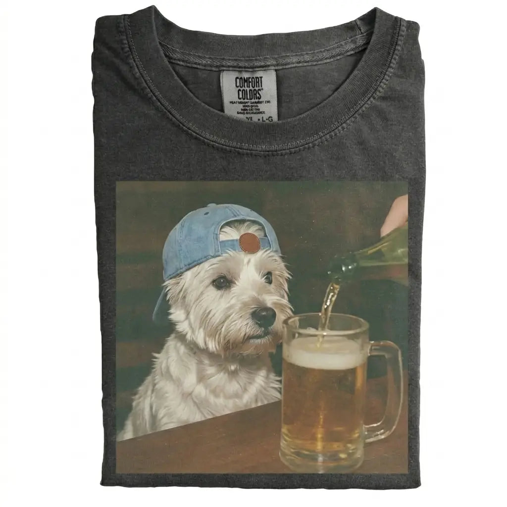 Comfort Colors 50+ Dog Breeds Available Beer Shirt – Vintage 90s Funny Edgy Dog Meme Tee, Unisex Casual Streetwear Gift