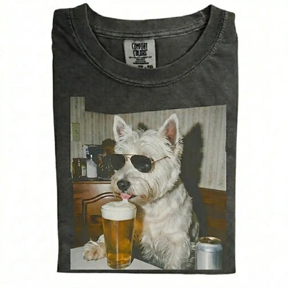 Comfort Colors 50+ Dog Breeds Available Drinking Beer Shirt – Vintage 90s Funny Edgy Dog Meme Tee, Unisex Casual Streetwear Gift