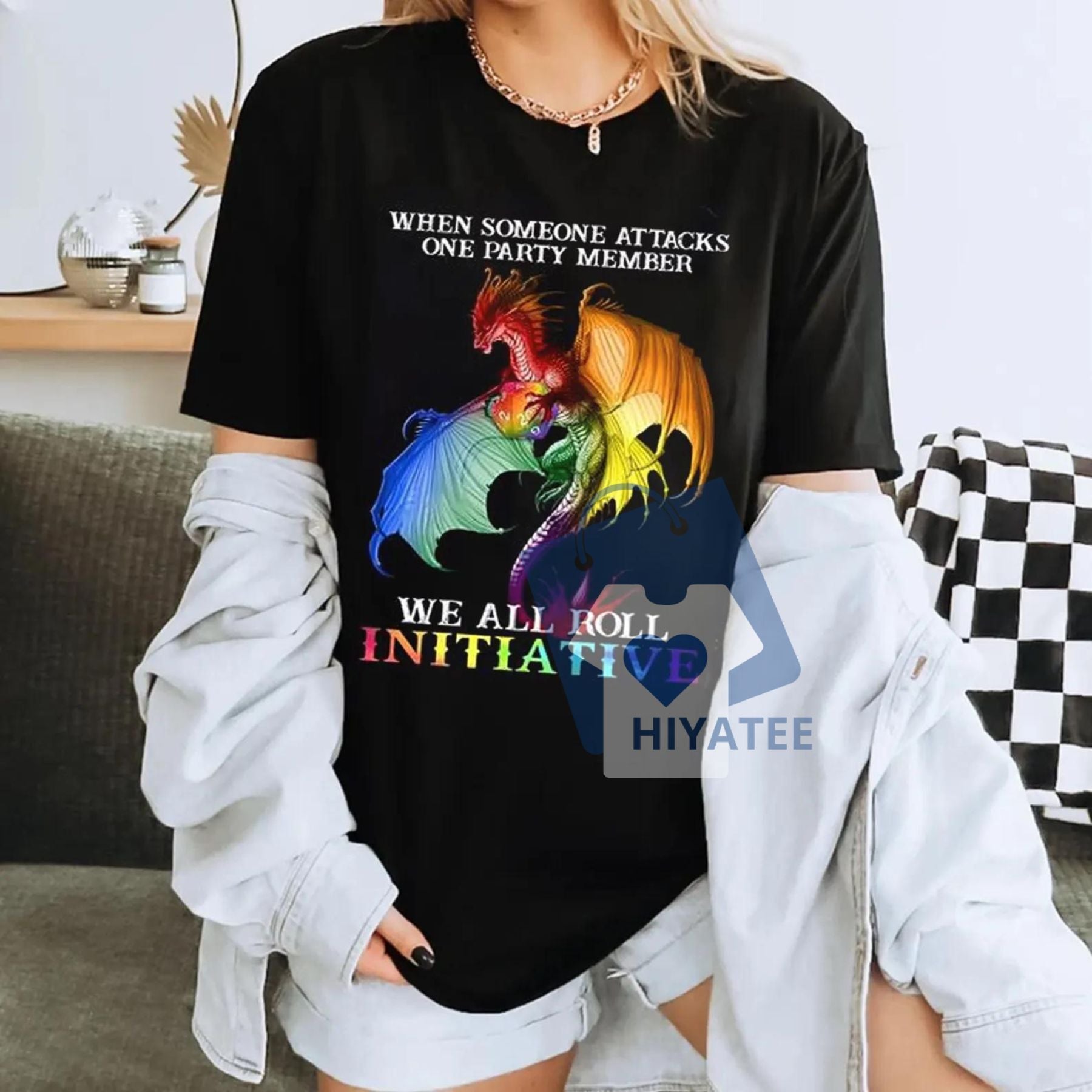When Someone Attacks One Party Member Shirt – We All Roll for Initiative Tee, Human Rights Unisex T-Shirt, DnD-Inspired-Hiyatee
