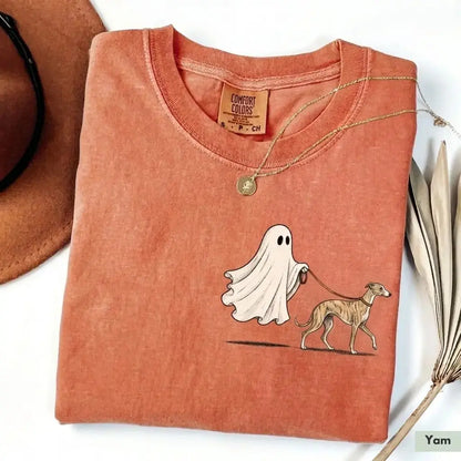 Comfort Color Ghost Walking Dog Halloween Shirt Cute Personalized Pet Tee