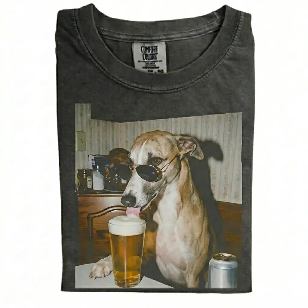 Comfort Colors 50+ Dog Breeds Available Drinking Beer Shirt – Vintage 90s Funny Edgy Dog Meme Tee, Unisex Casual Streetwear Gift