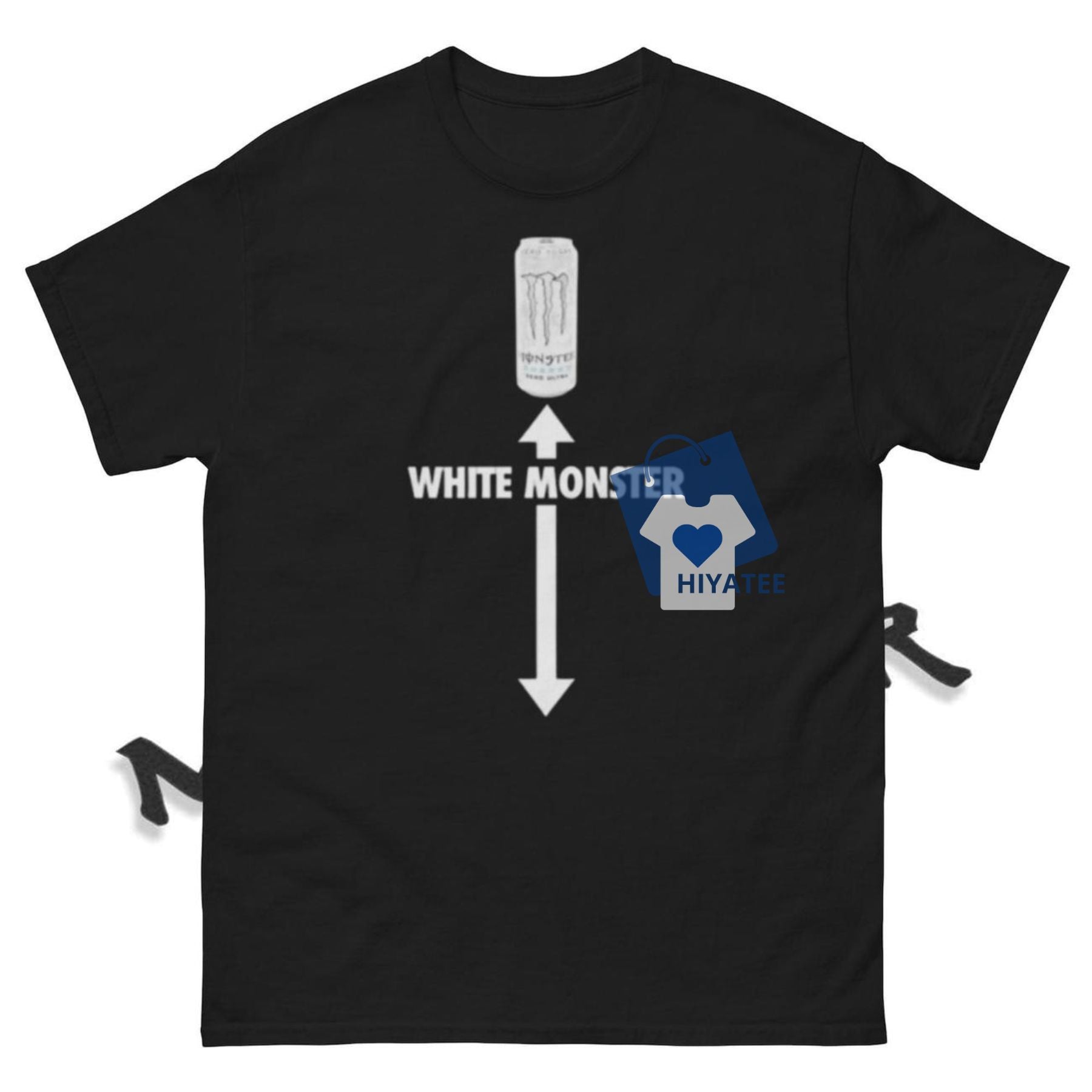 White Monster Double Arrow T-Shirt – Funny Viral Tee, 100% Cotton, Perfect Valentine’s Gift for Him or Her-Hiyatee