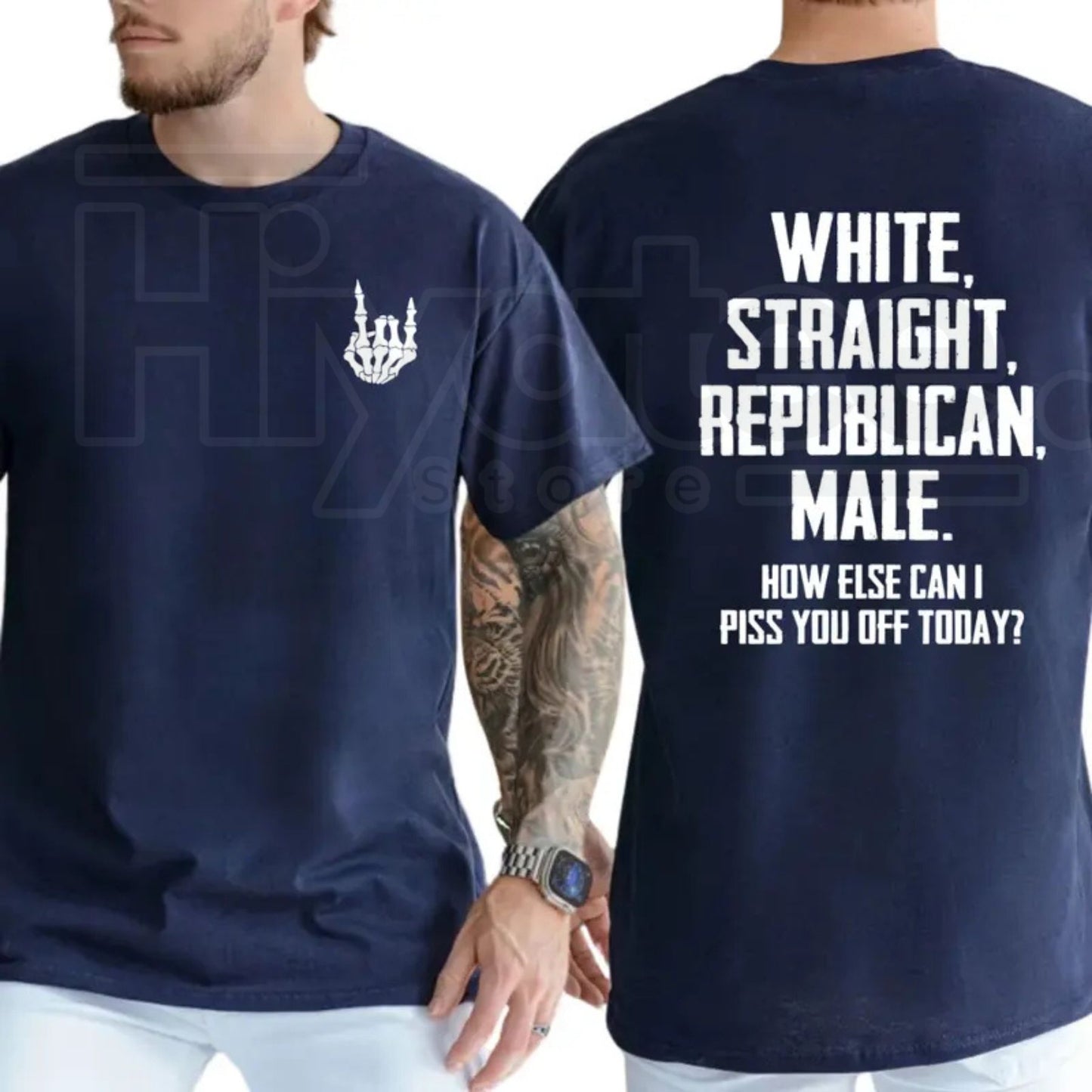 "White Straight Republican Male" – Bold Political Men’s Graphic Top - Hiyatee