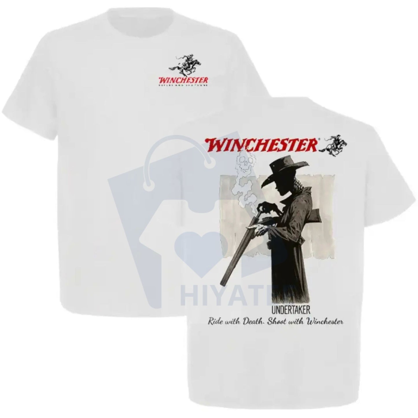 Winchester Undertaker T-Shirt – Grim Reaper Cowboy Skull Rifle Western Graphic Tee - Hiyatee