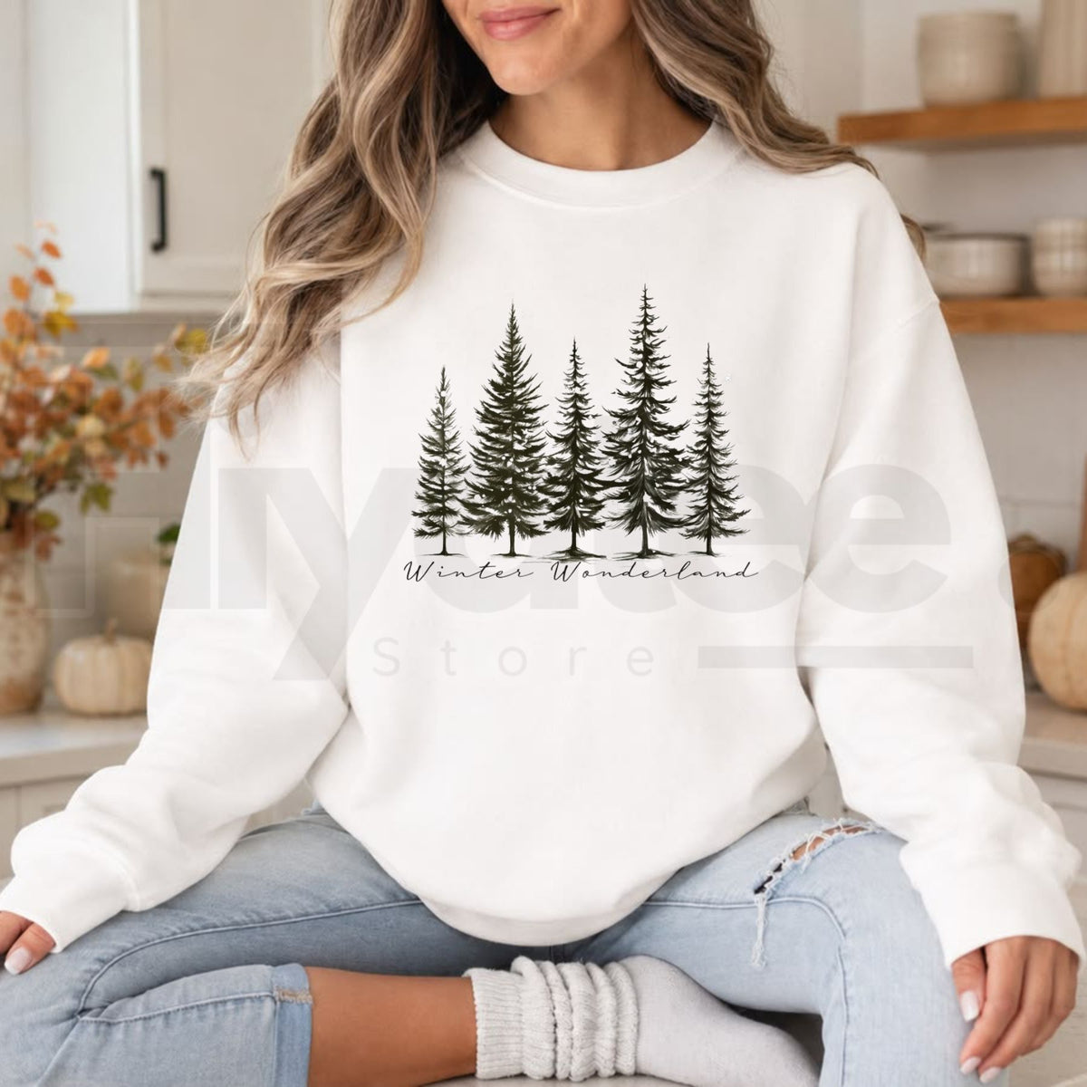 Winter Wonderland Pine Tree Sweatshirt, Vintage Evergreen Forest Graphic Pullover - Hiyatee