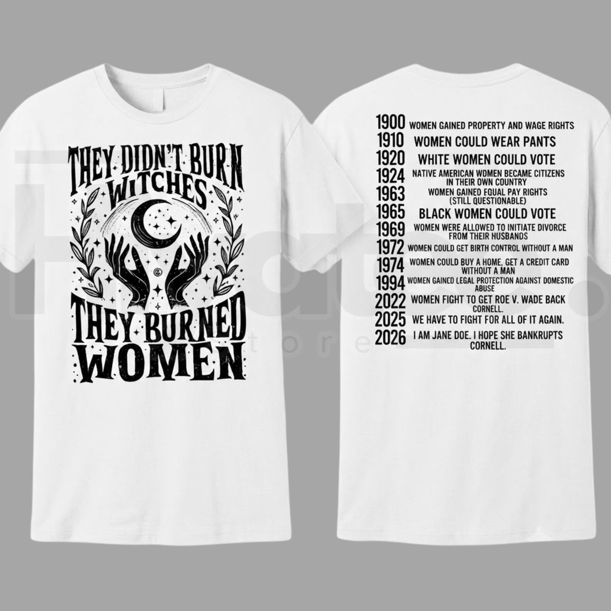Witch-Themed Women's Rights 2026 T-Shirt – Feminist Graphic Tee - Hiyatee