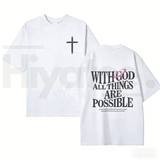 "With God All Things Are Possible" Men's Christian T-Shirt – Matthew 19:26 Tee - Hiyatee