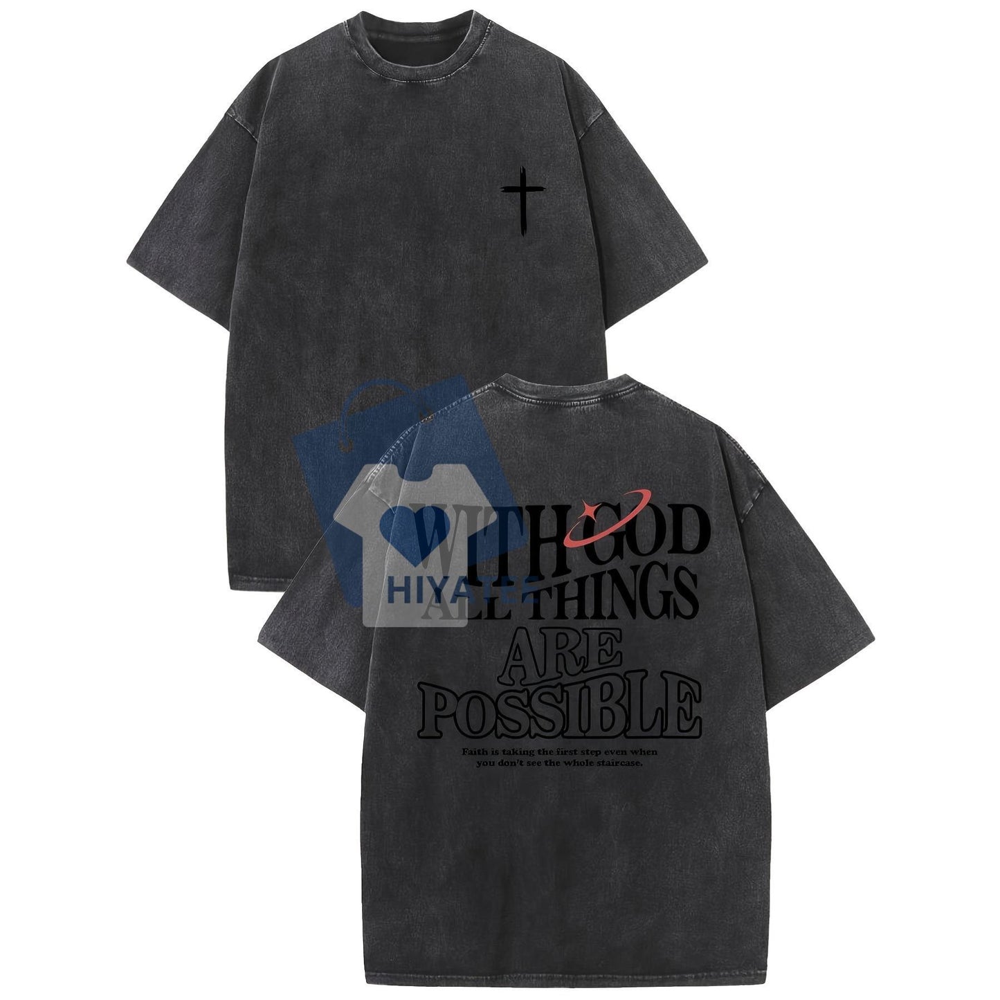 With God All Things Are Possible – Men's Vintage Washed Christian T-Shirt (Matthew 26:41)-Hiyatee