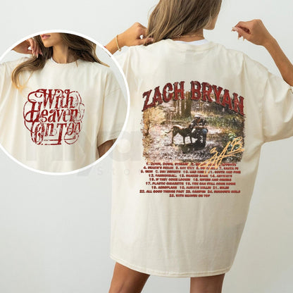"With Heaven On Top" ZB Inspired T-Shirt – Americana Country Music Fan Graphic Tee - Hiyatee