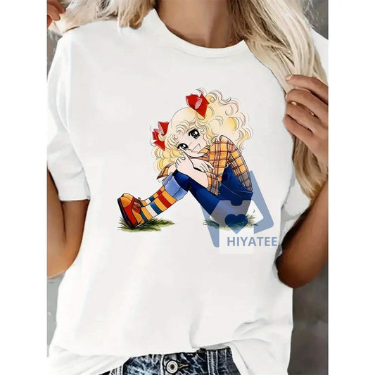 Women’s Cute Cartoon Graphic Tee – Casual Sporty Comfort Shirt-Hiyatee