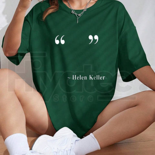 Women's Helen Keller Quote Graphic T-Shirt – Soft Casual Short Sleeve Top - Hiyatee