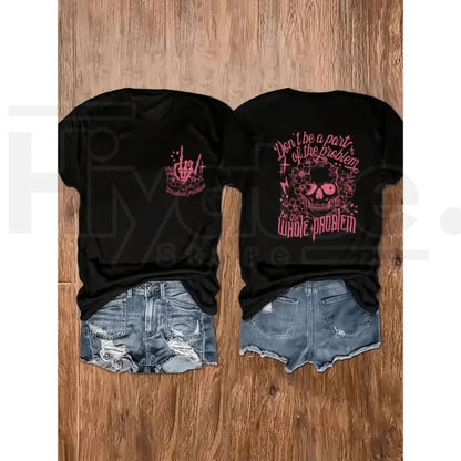 Women's Plus Size Skull Print T-Shirt – Smooth Comfort Stretch Crew Neck Tee - Hiyatee