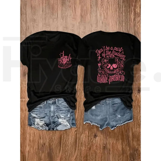 Women's Plus Size Skull Print T-Shirt – Smooth Comfort Stretch Crew Neck Tee - Hiyatee