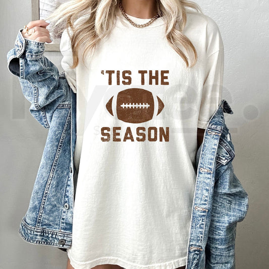 Women's Tis The Football Season Short Sleeve Graphic T-Shirt - Hiyatee