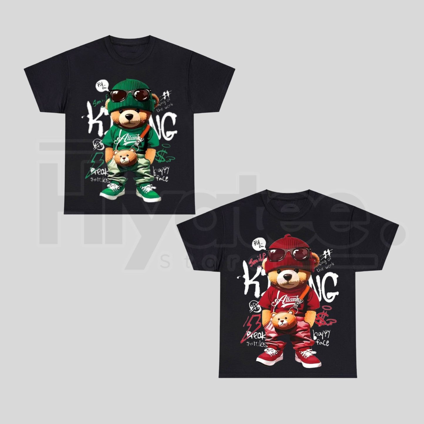 Womens Casual Bear Graphic T-Shirt – Alphabet Pattern Cotton Knit Crewneck Tee - Hiyatee