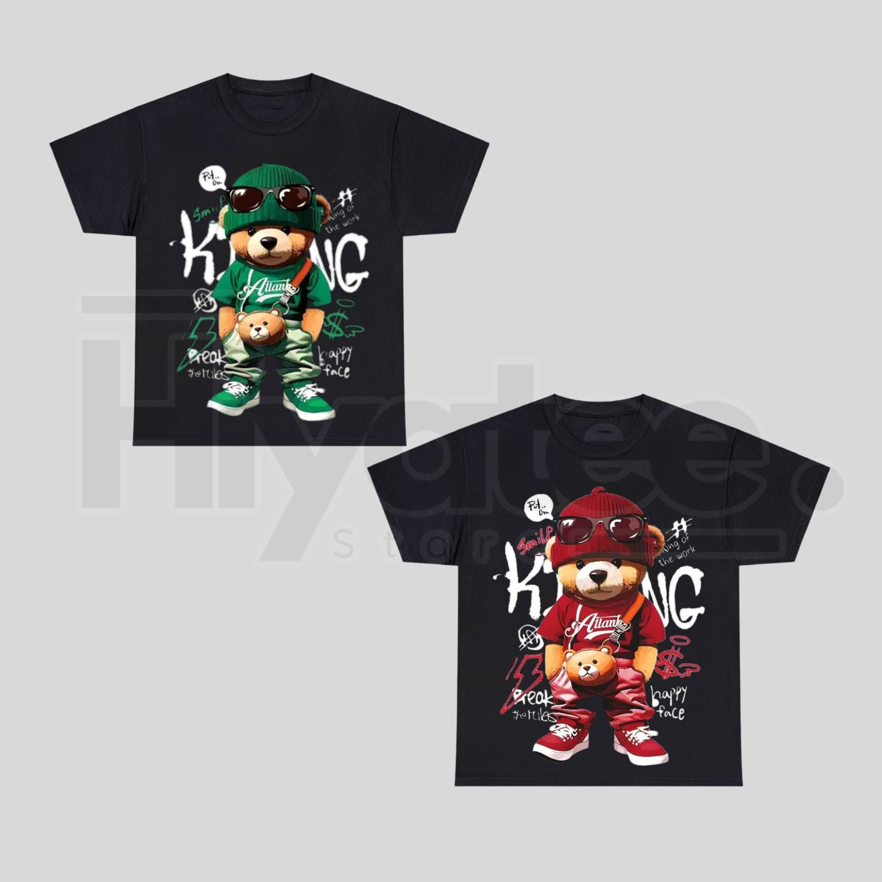 Womens Casual Bear Graphic T-Shirt – Alphabet Pattern Cotton Knit Crewneck Tee - Hiyatee